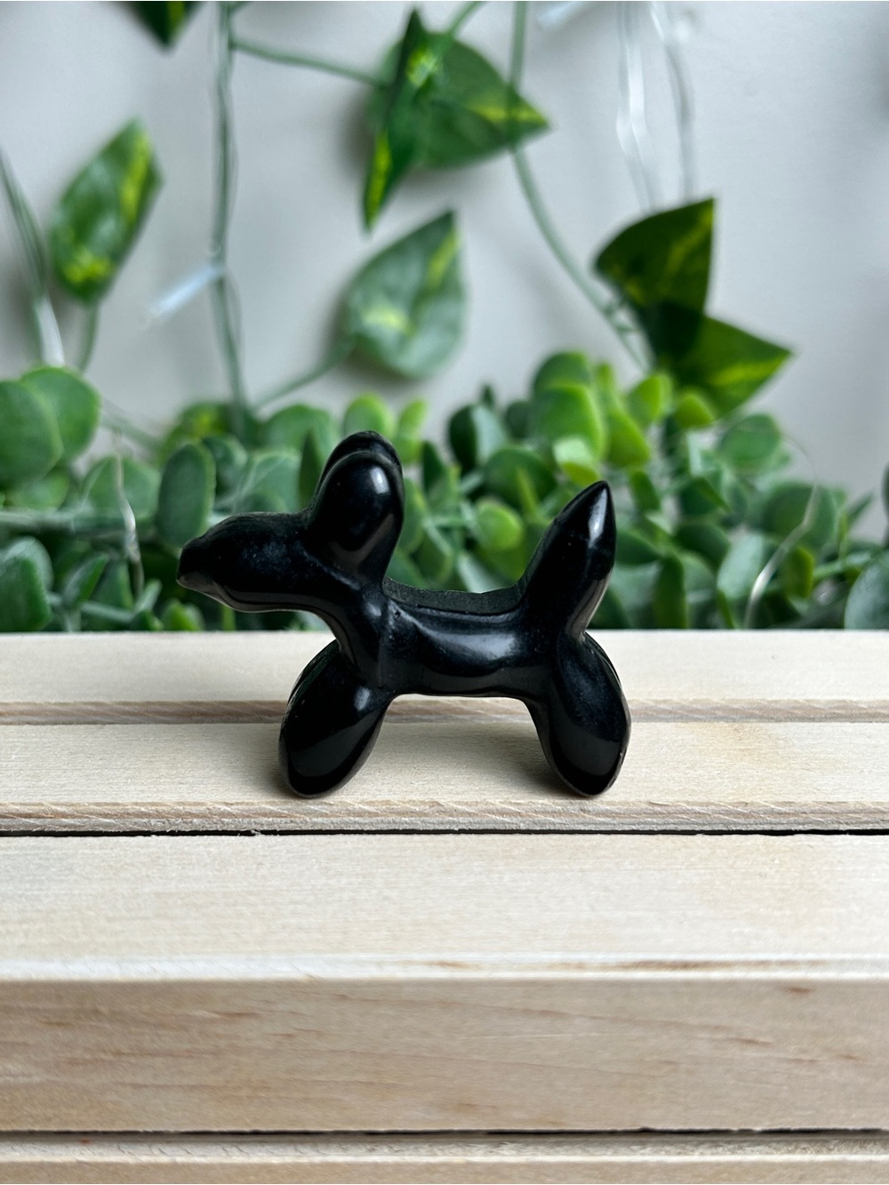 Black Obsidian Mini Balloon Dog Carving